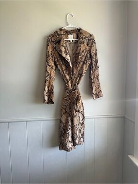 H&M Snake Print Wrap Dress in Brown & Black